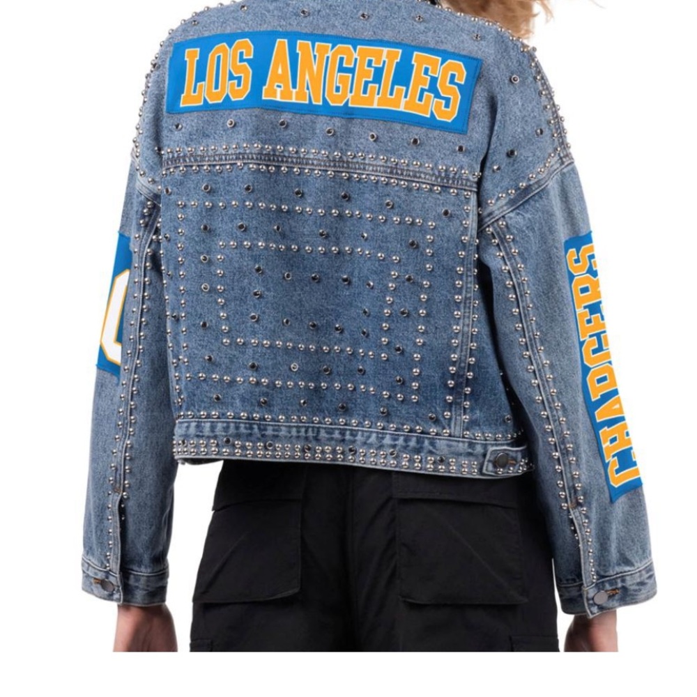 NFL Los Angeles Chargers Studded Denim Jacket - Picture 5 of 6